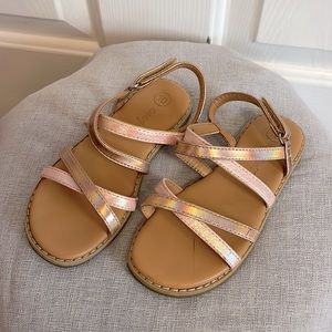 Girls’ Pink Leather Strappy Sandals